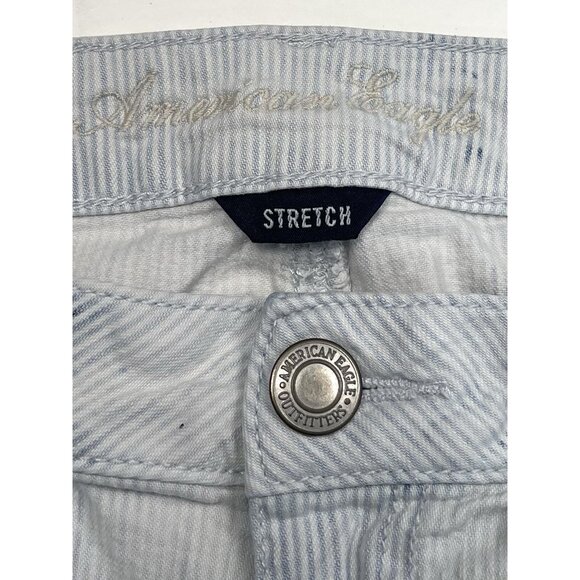 AMERICAN EAGLE Womens SIZE 4 Light Wash Pinstripe Stretch Denim JEGGINGS Jeans - Picture 3 of 5